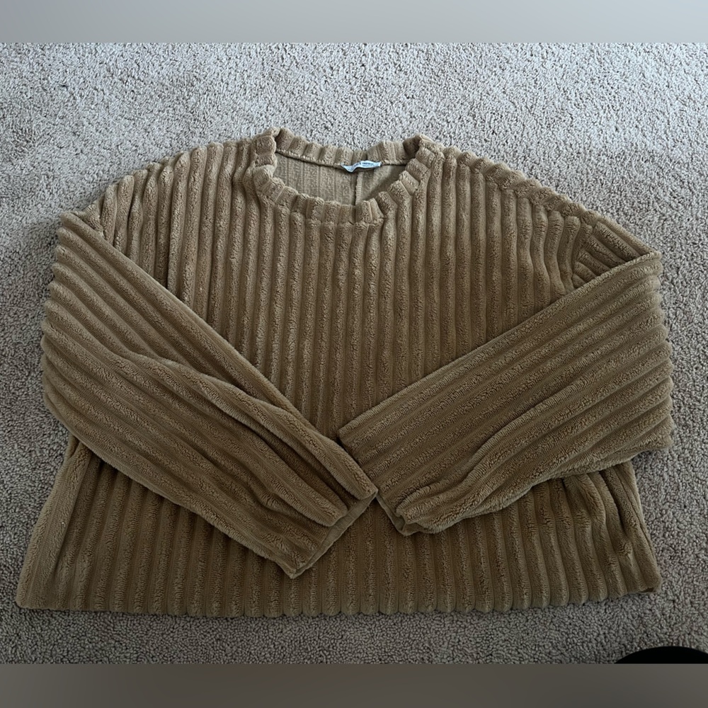 Zara Ribbed Brown Sweater
